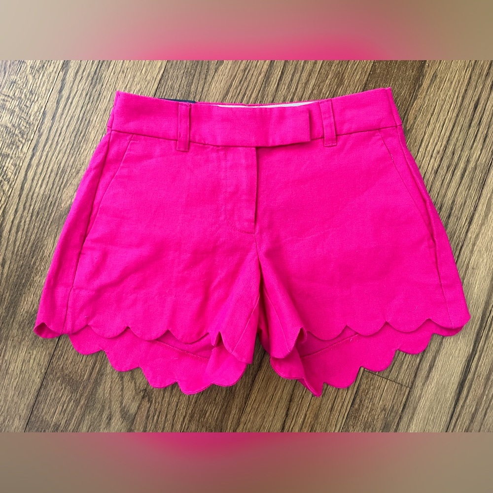 J Crew NWT Scallop Hem Linen Shorts Size 00